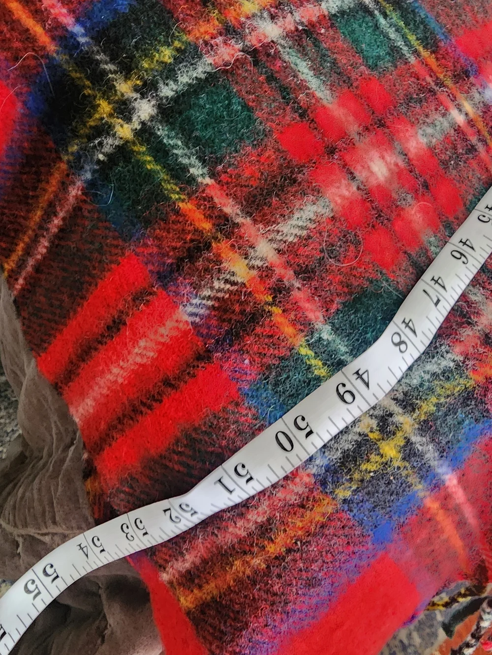 Scotland Wool Tartan Fringe Blanket Scarf - Red Plaid